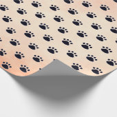 Dog Paw druckt auf orangefarbene Textur Geschenkpapier (Ecke)