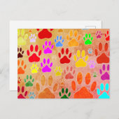 Dog Paw druckt auf Vintagem Hintergrund Postkarte (Vorne/Hinten)