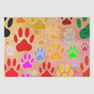 Dog Paw druckt auf Vintagem Hintergrund Seidenpapier