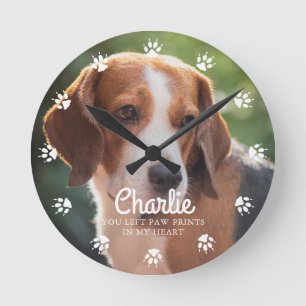 Dog Paw druckt benutzerdefiniertes Foto Runde Wanduhr