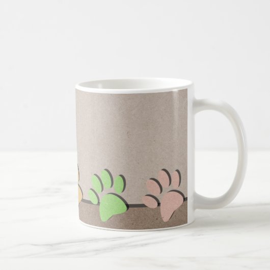 Dog Paw druckt Imitate Kraft Papier Textur Kaffeetasse (Rechts)