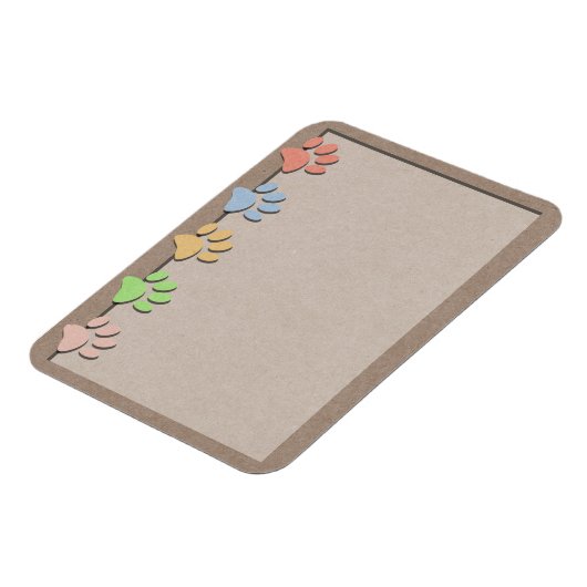 Dog Paw druckt Imitate Kraft Papier Textur Magnet (Linke Seite)