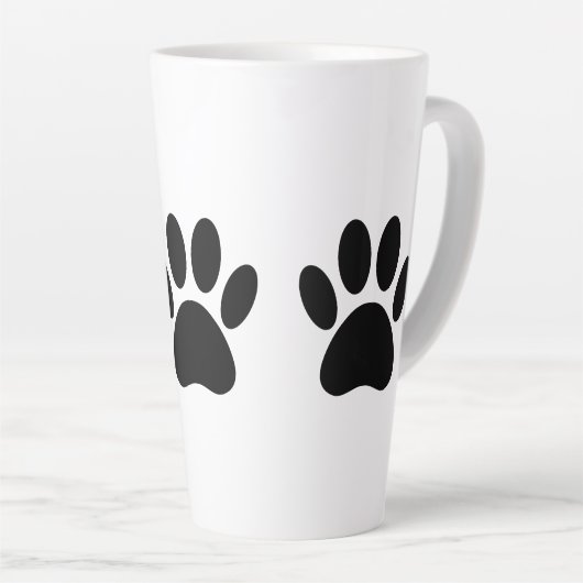 Dog Paw druckt in Schwarz-Kaffee-Tasse Milchtasse (Rechte Ecke)