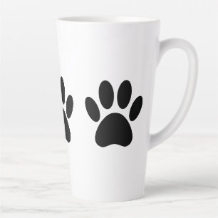 Dog Paw druckt in Schwarz-Kaffee-Tasse Milchtasse