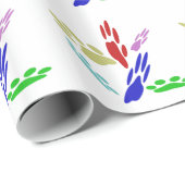Dog Paw druckt mit Polka Dots Geschenkpapier (Rolleneckpunkt)