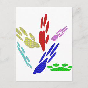 Dog Paw druckt mit Polka Dots Postkarte