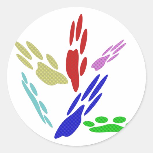 Dog Paw druckt mit Polka Dots Runder Aufkleber (Vorderseite)