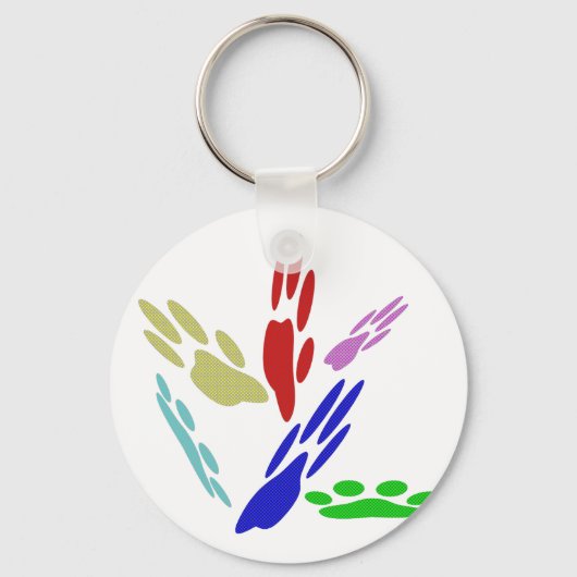 Dog Paw druckt mit Polka Dots Schlüsselanhänger (Vorderseite)