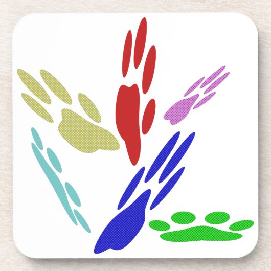 Dog Paw druckt mit Polka Dots Untersetzer (Vorderseite)