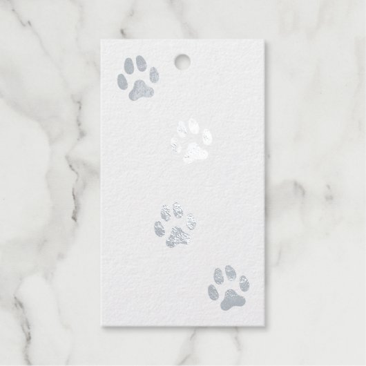 Dog Paw druckt Pet Friendly Custom Silver Geschenkanhänger (Vorderseite)