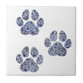 Dog Paw druckt Portugiesisch Tiles Navy Weiß Fliese (Vorderseite)