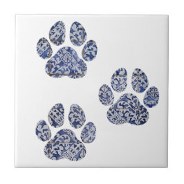Dog Paw druckt Portugiesisch Tiles Navy Weiß Fliese