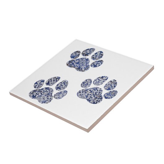 Dog Paw druckt Portugiesisch Tiles Navy Weiß Fliese (Seite)