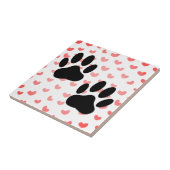 Dog Paw druckt Red Hearts Tile Fliese (Seite)