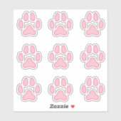 Dog Paw druckt rosa Tierspuren Sticker (Blatt)