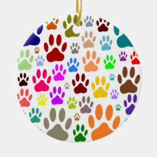 Dog Paw druckt überall Keramikornament
