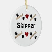 Dog Paw druckt und Knochen mit Namen Keramik Ornament (Rechts)