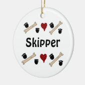 Dog Paw druckt und Knochen mit Namen Keramik Ornament (Links)