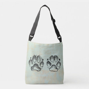 Dog Paw druckt Vintag Art Mint Green Color Tragetaschen Mit Langen Trägern