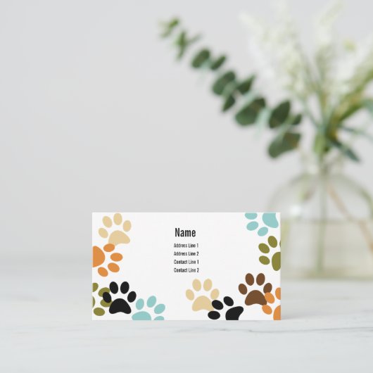 Dog Paw druckt Visitenkarte (Stehend Vorderseite)