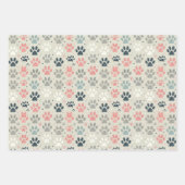 Dog Paw druckt Wrapping Paper Flat Sheet Set 3 Geschenkpapier Set (Vorderseite)