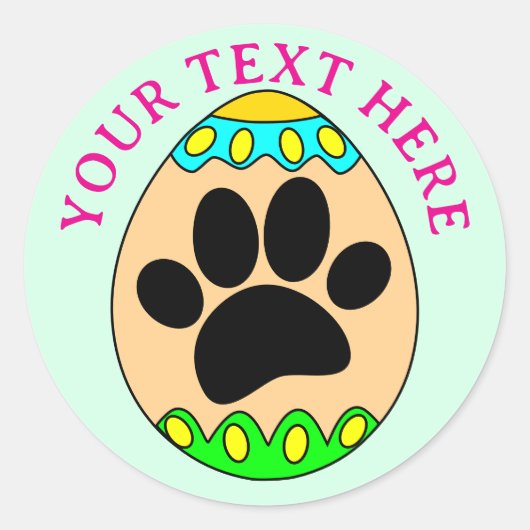 Dog Paw Easter Egg Print Custom Text Runder Aufkleber (Vorderseite)