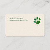 Dog Paw einfaches Cremepapier Visitenkarte (Rückseite)