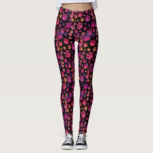 Dog Paw farbig Leggings (Vorderseite)