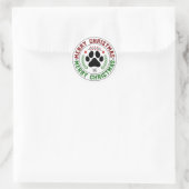 Dog Paw Frohe Weihnachtskleber Runder Aufkleber (Tasche)