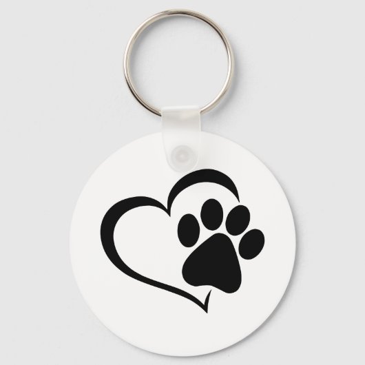 Dog Paw & Heart Keychain Schlüsselanhänger (Vorderseite)