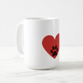 Dog Paw Heart Mug – Cute Dog Lover Coffee Cup Gift Kaffeetasse (Vorderseite Links)