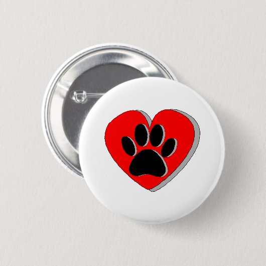 Dog Paw Heart Zeichnend Button (Vorne & Hinten)