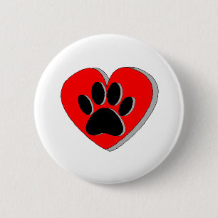 Dog Paw Heart Zeichnend Button