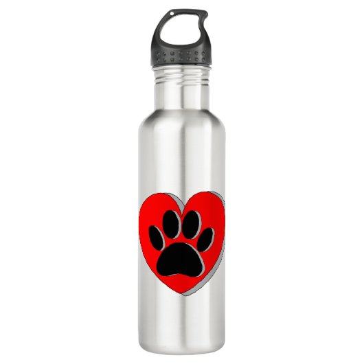 Dog Paw Heart Zeichnend Edelstahlflasche (Vorderseite)