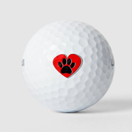 Dog Paw Heart Zeichnend Golfball (Vorderseite)
