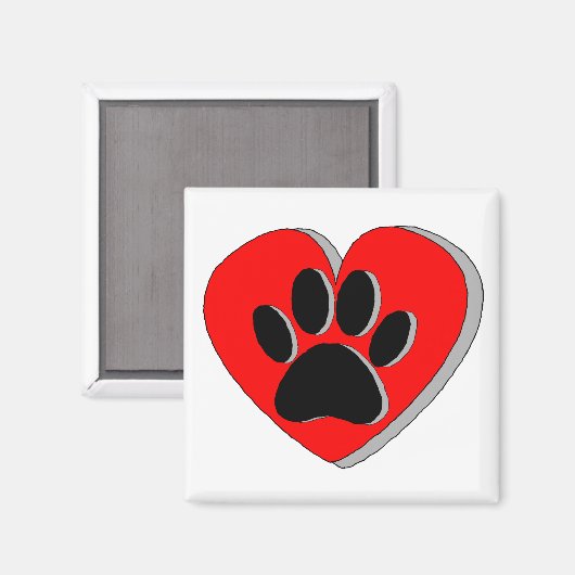 Dog Paw Heart Zeichnend Magnet (Vorderseite/Rückseite)