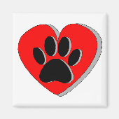 Dog Paw Heart Zeichnend Magnet (Vorne)