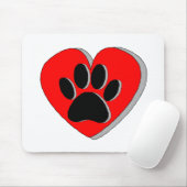 Dog Paw Heart Zeichnend Mousepad (Mit Mouse)