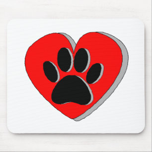 Dog Paw Heart Zeichnend Mousepad