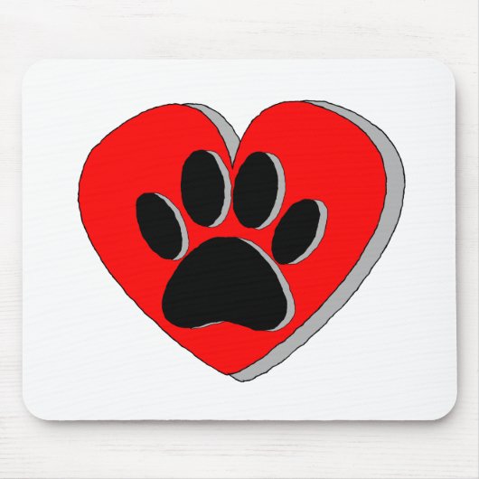 Dog Paw Heart Zeichnend Mousepad (Vorne)