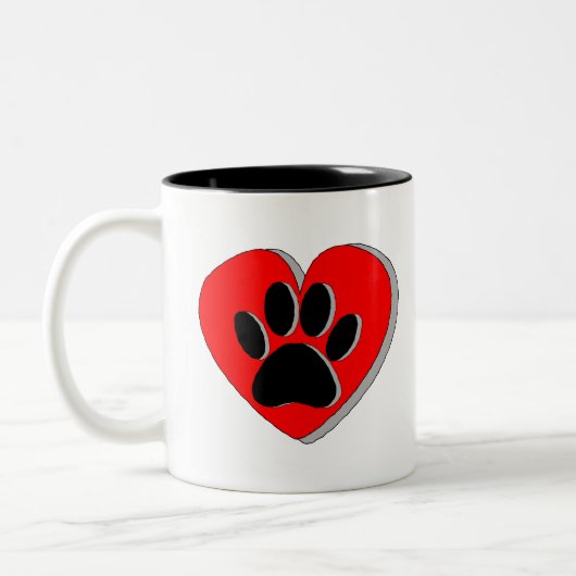 Dog Paw Heart Zeichnend Zweifarbige Tasse (Links)