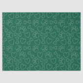 Dog Paw Hearts And Bones Pattern Custom Green Seidenpapier (Vorderseite)