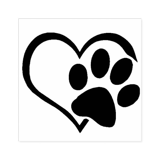Dog Paw Herz Silhouette Gummi Briefmarke Gummistempel (Prägung)
