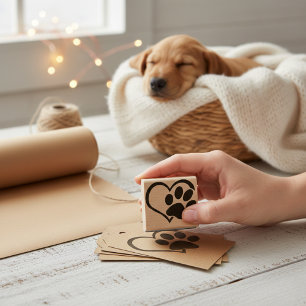 Dog Paw Herz Silhouette Gummi Briefmarke Gummistempel