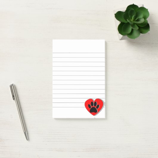 Dog Paw Herz Zeichnend Linke Post-it Klebezettel (Büro)