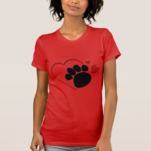 Dog Paw höre ich Liebe Mein Hund Red Fine Jersey T-Shirt (Vorderseite)