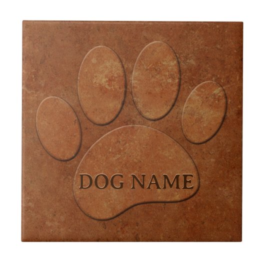 Dog Paw Imitats Terracotta Print Fliese (Vorderseite)