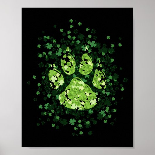Dog Paw Irish Lucky Green Kleeblatt Klee Poster (Vorne)