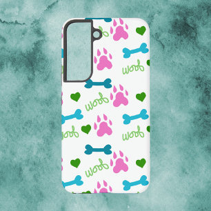 Dog Paw Knochen Hört Woof Muster Pink Samsung Galaxy Hülle