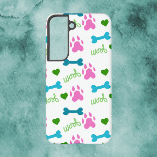 Dog Paw Knochen Hört Woof Muster Pink Samsung Galaxy Hülle